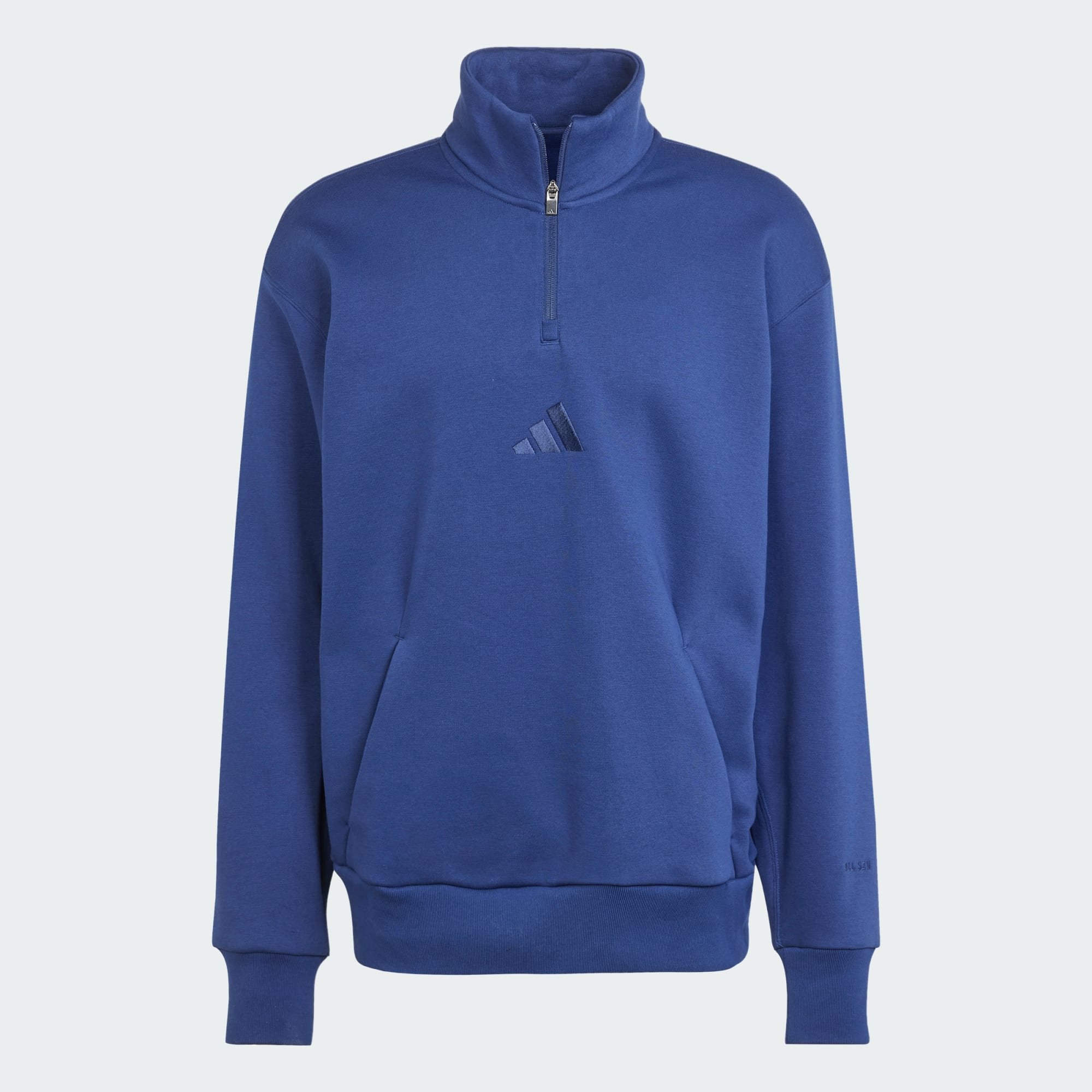 ALL_SZN_Fleece_1-4-Zip_Crew_Sweatshirt_Blue_JI6383_01_laydown.jpg