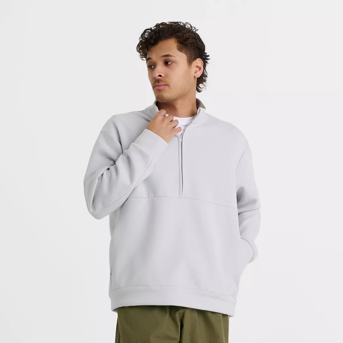 Over 50% OFF the Nike 24.7 ImpossiblySoft Half Zip "Grey Fog" 