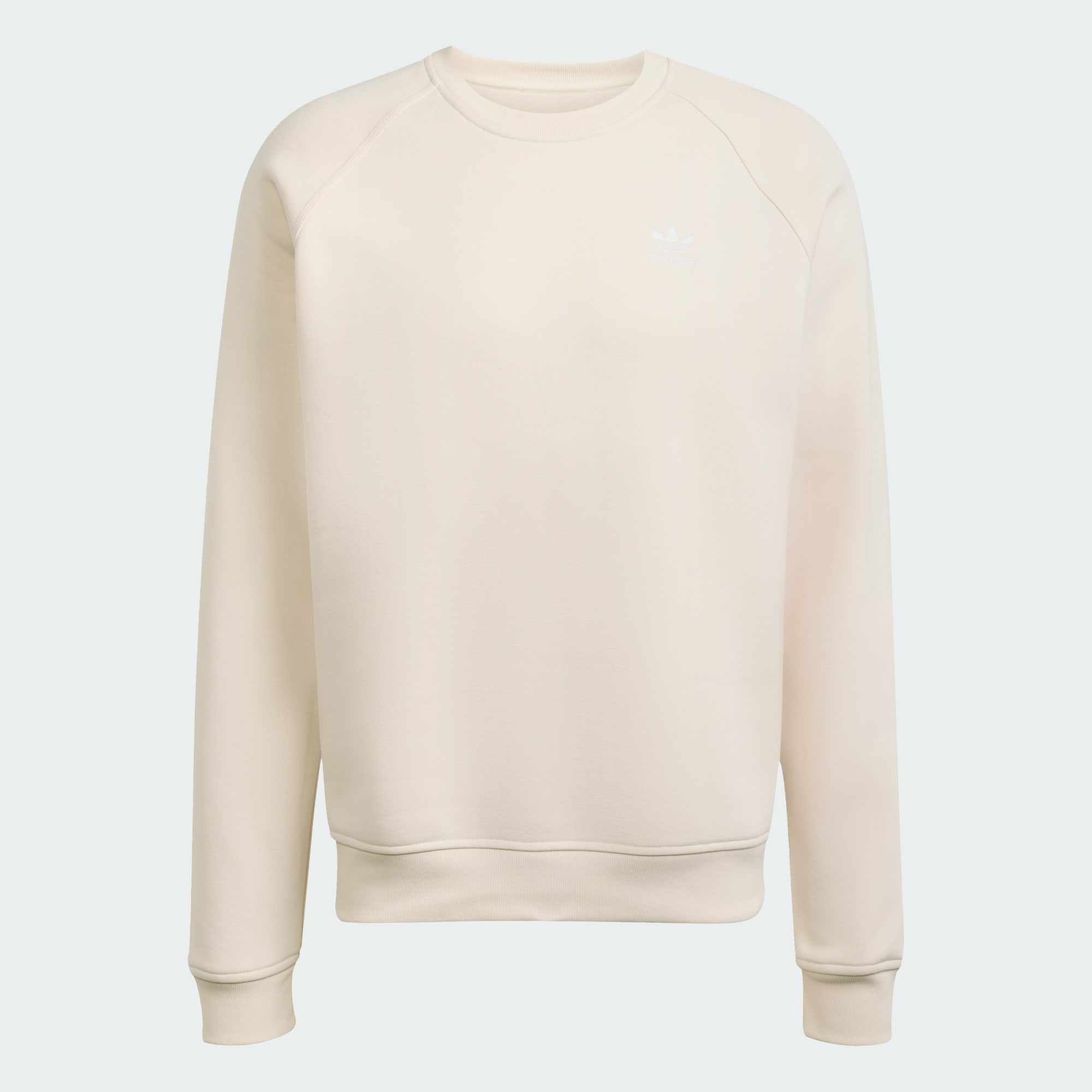 Trefoil_Essentials_Crew_Sweatshirt_White_JW3526_01_laydown.png