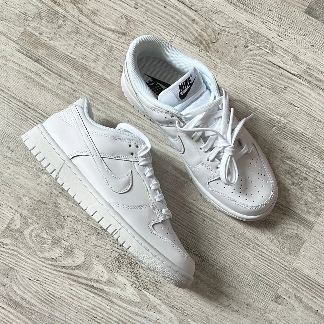 restock nike dunk low black white