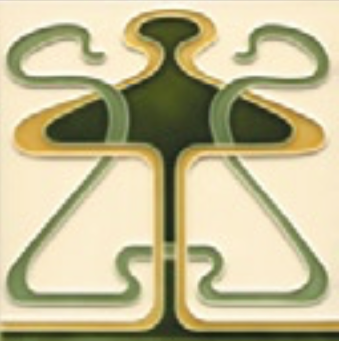 Art Nouveau Tile Decor Adorne 152x152mm Olive on Cream