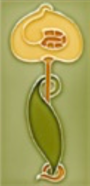 Art Nouveau Tile Decor Affable 152x75mm Yellow on Willow