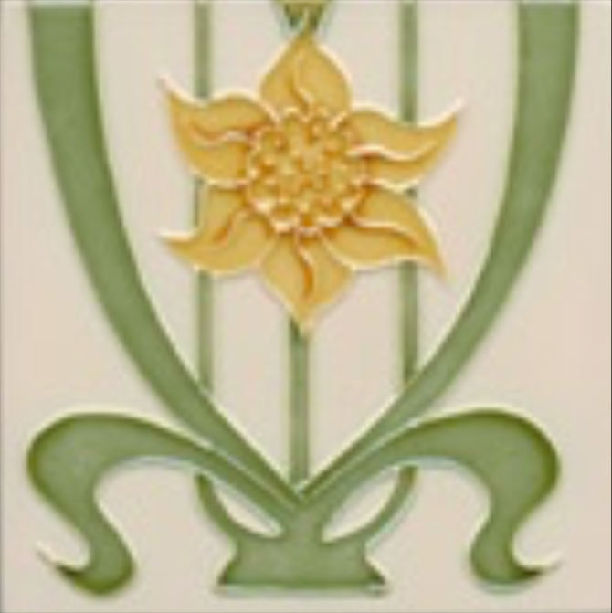 Art Nouveau Tile Decor Narcissus 152x152mm Willow on Cream 1