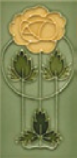 Art Nouveau Tile Decor Rose 152x75mm Yellow on Willow
