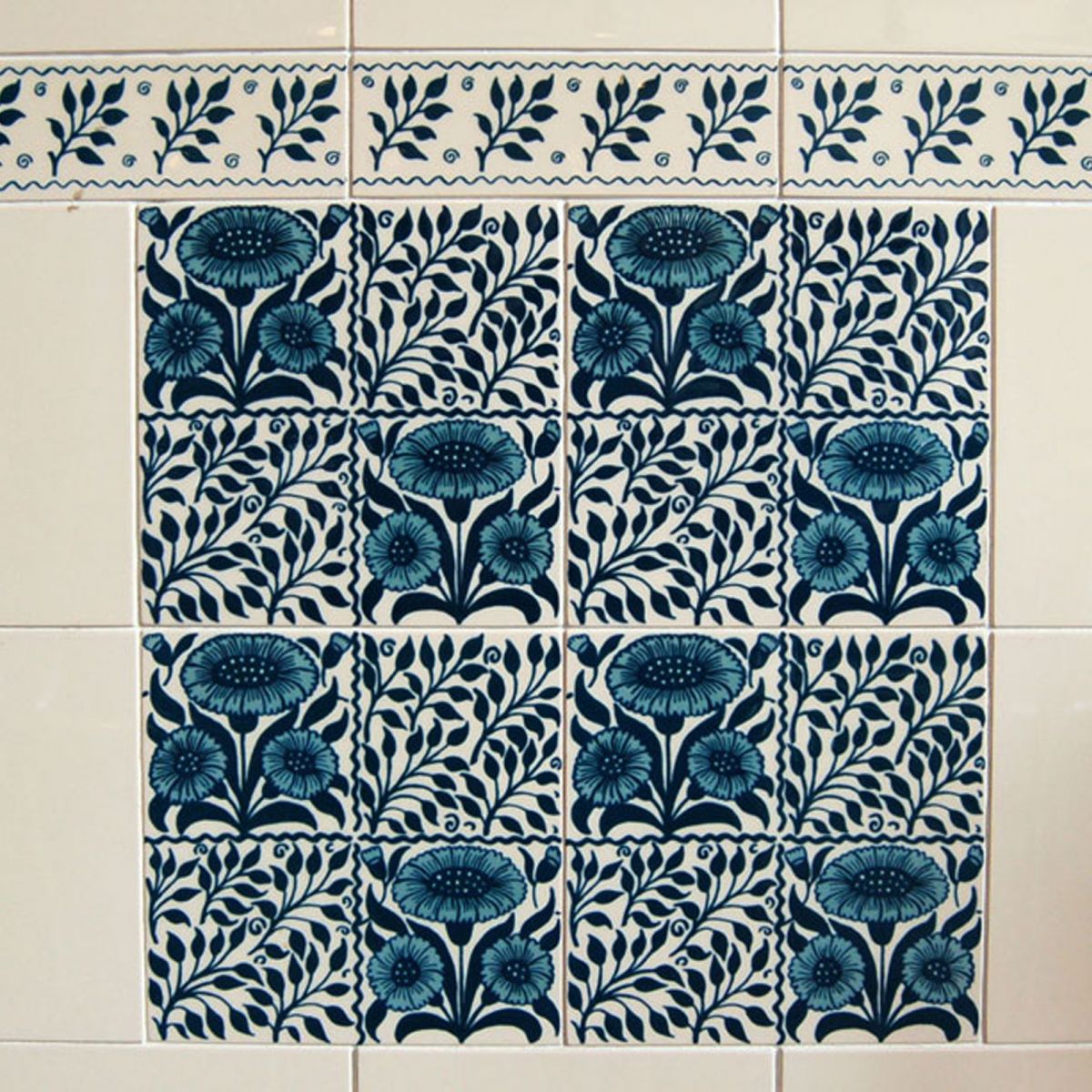 Victorian Oreton blue Classic Printed decorative tiles 152x152mm