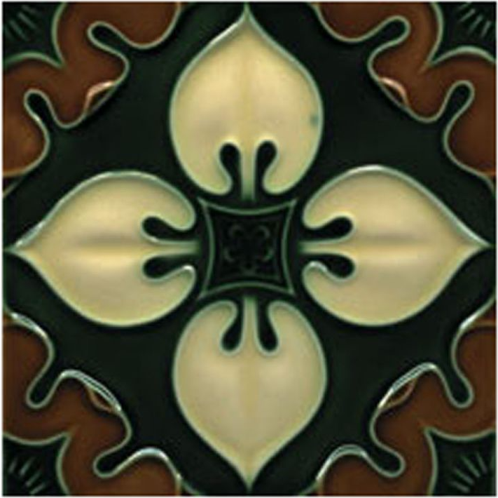 Victorian Tile Decors Traditional Embossed Benthall 152x152mm Chestnut Laurel Cream