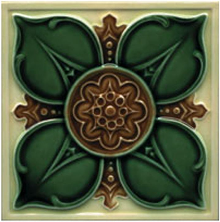 Victorian Tile Decors Traditional Embossed Leighton 152x152mm Cream Laurel Chestnut