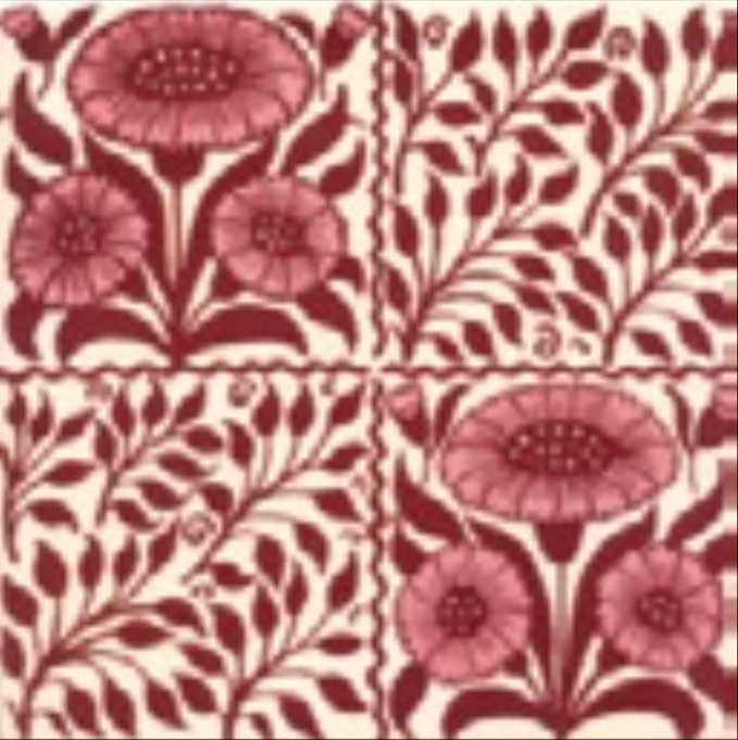 Victorian Tile Classic Printed Oreton 152x152mm Burgundy