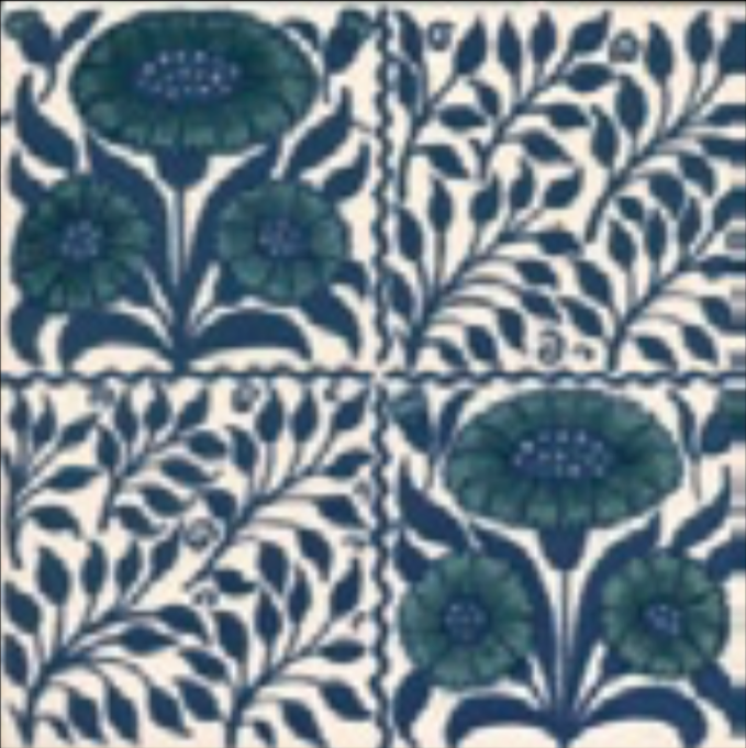 Victorian Tile Classic Printed Oreton 152x152mm Deep Blue