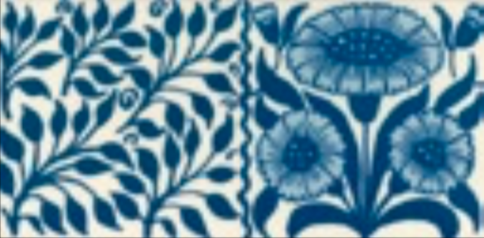Victorian Tile Classic Printed Oreton 152x75mm Deep Blue