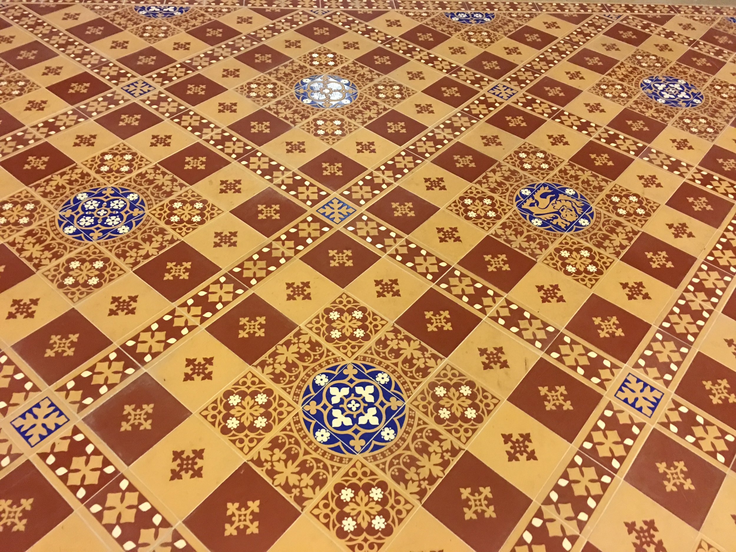Antique Victorian Hall Floor Encaustic Rectangle Tiles 