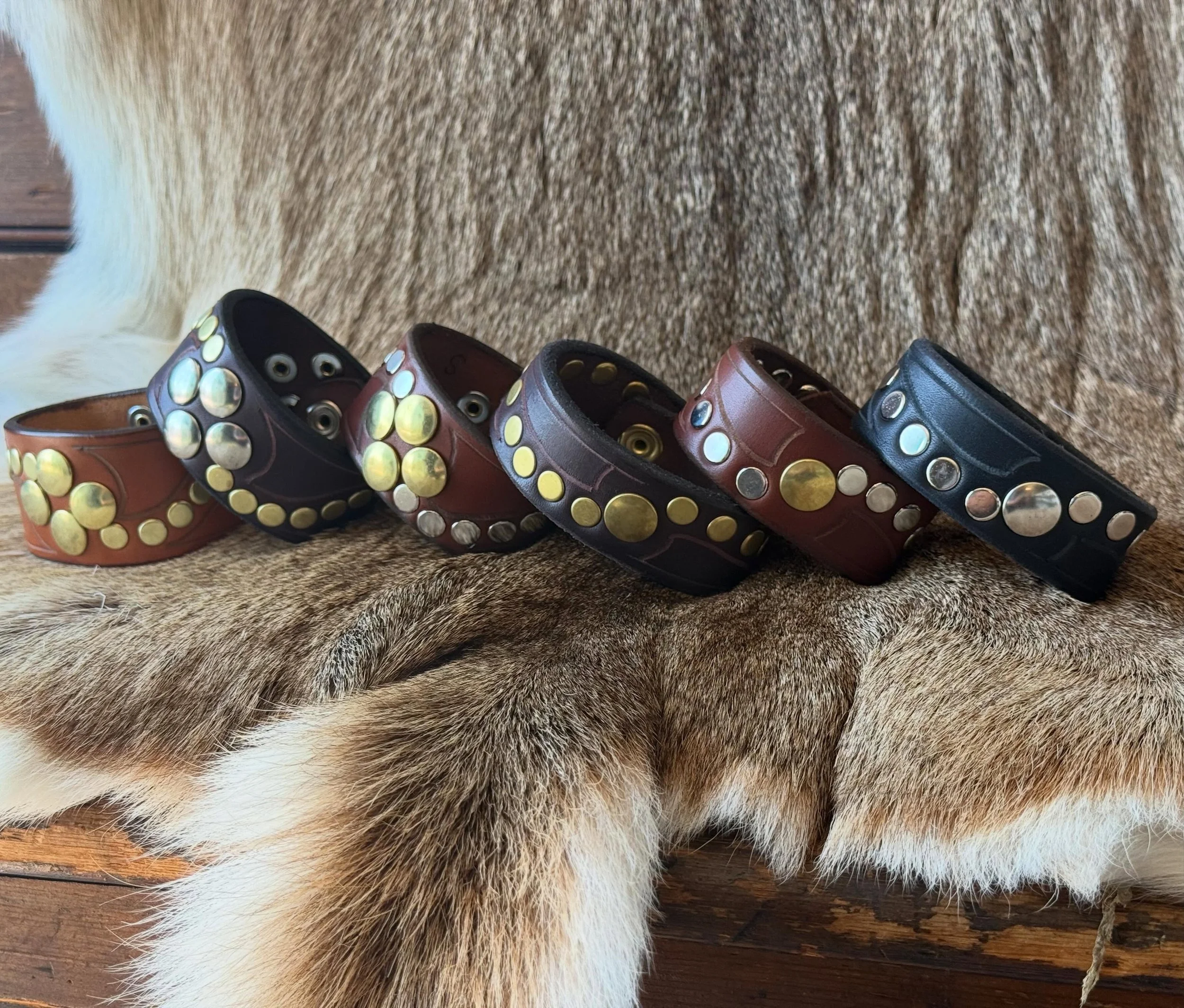 Our wave rivet cuffs are back by popular demand! Stop in Thursday thru Monday 10-4 and check them out for yourselves. You get the wear some bad ass bling without committing to a whole belt. #mauclereleather #provincetown #rivetcuffs #leather #handmad