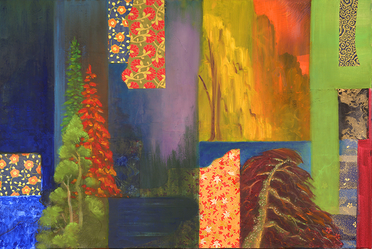 "The Marriage Of Free Will And What Was Always Meant To Be", 2014, oil and collage on canvas, 24"x36"