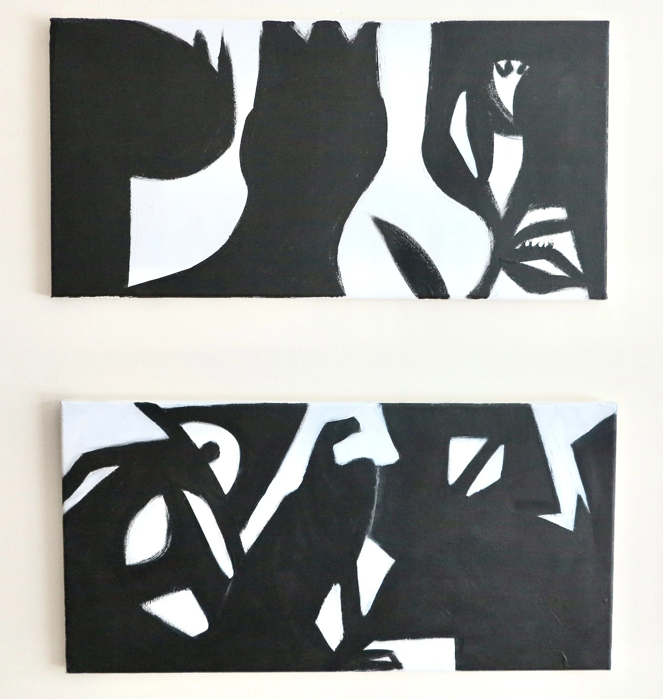 “Within the Fairies’ Fane”, 2023, diptych/each 10”x20”, gesso on canvas