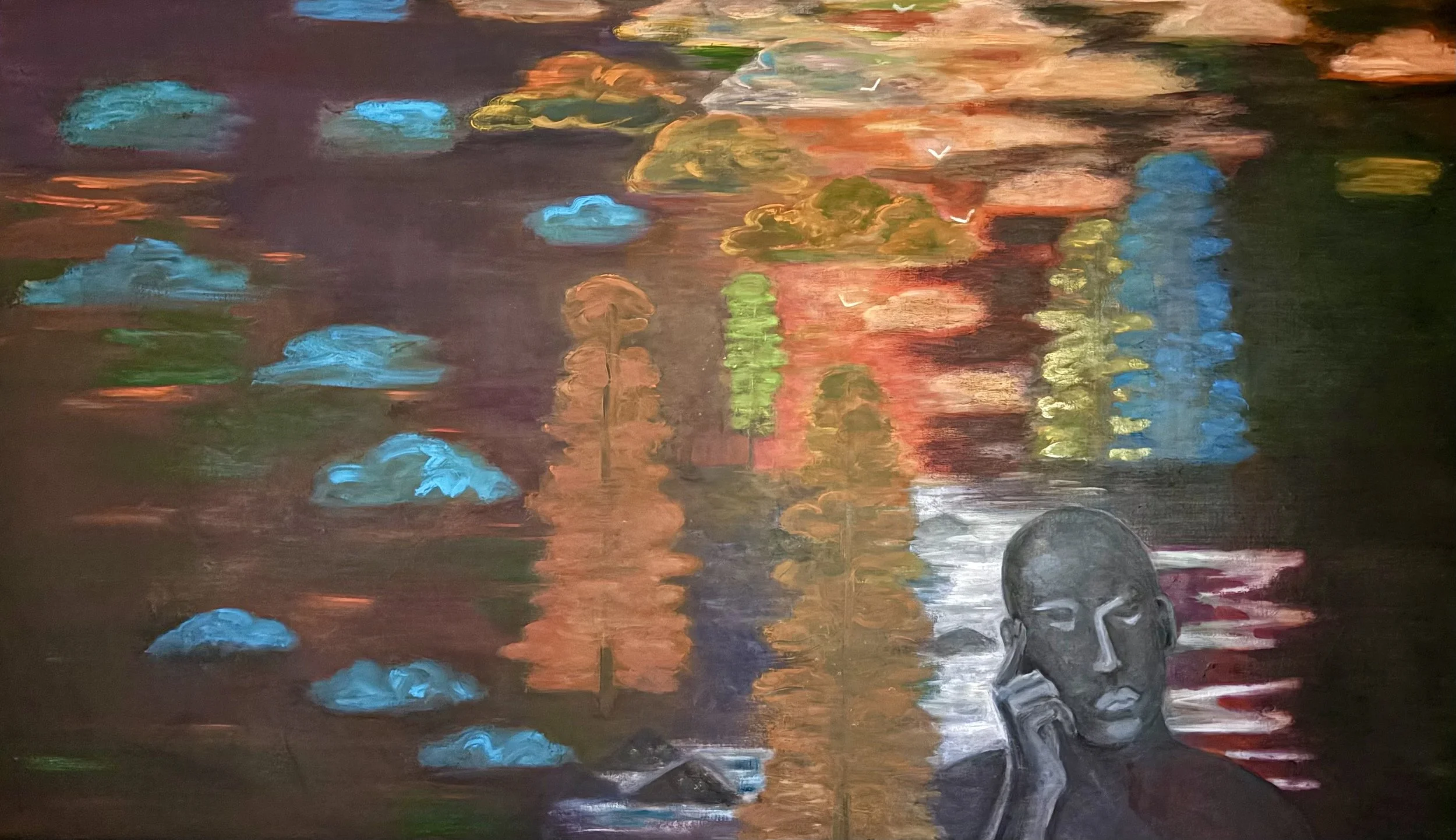 “Cloud Walk”, 2025, 36” x 60”, oil on canvas