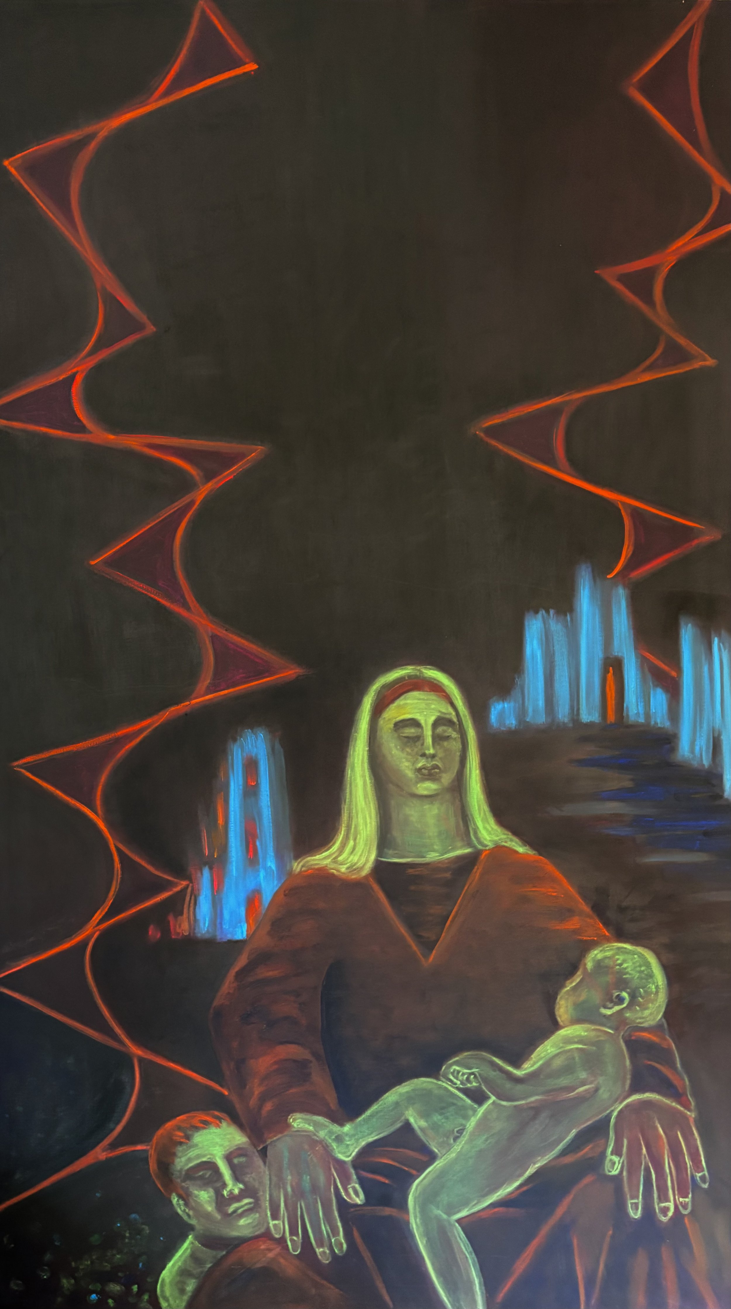 "Anima", 2020, oil over acrylic on canvas, panel  1 , 60"x36"