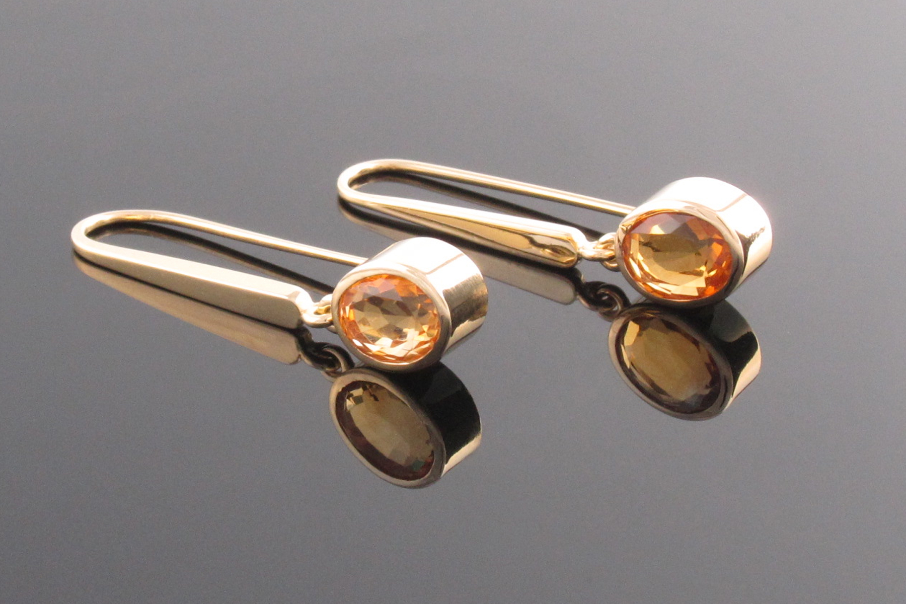 Recycled gold drop earrings with imperial topaz