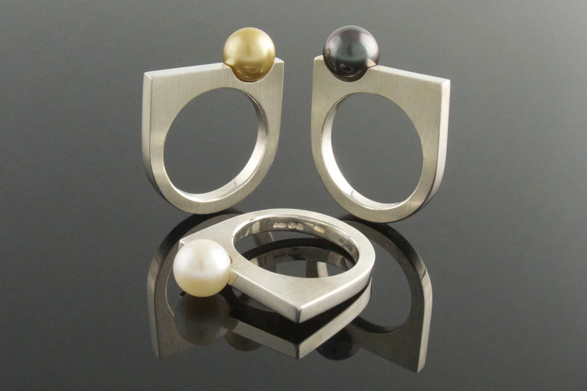 Tahitian and freshwater pearl rings
