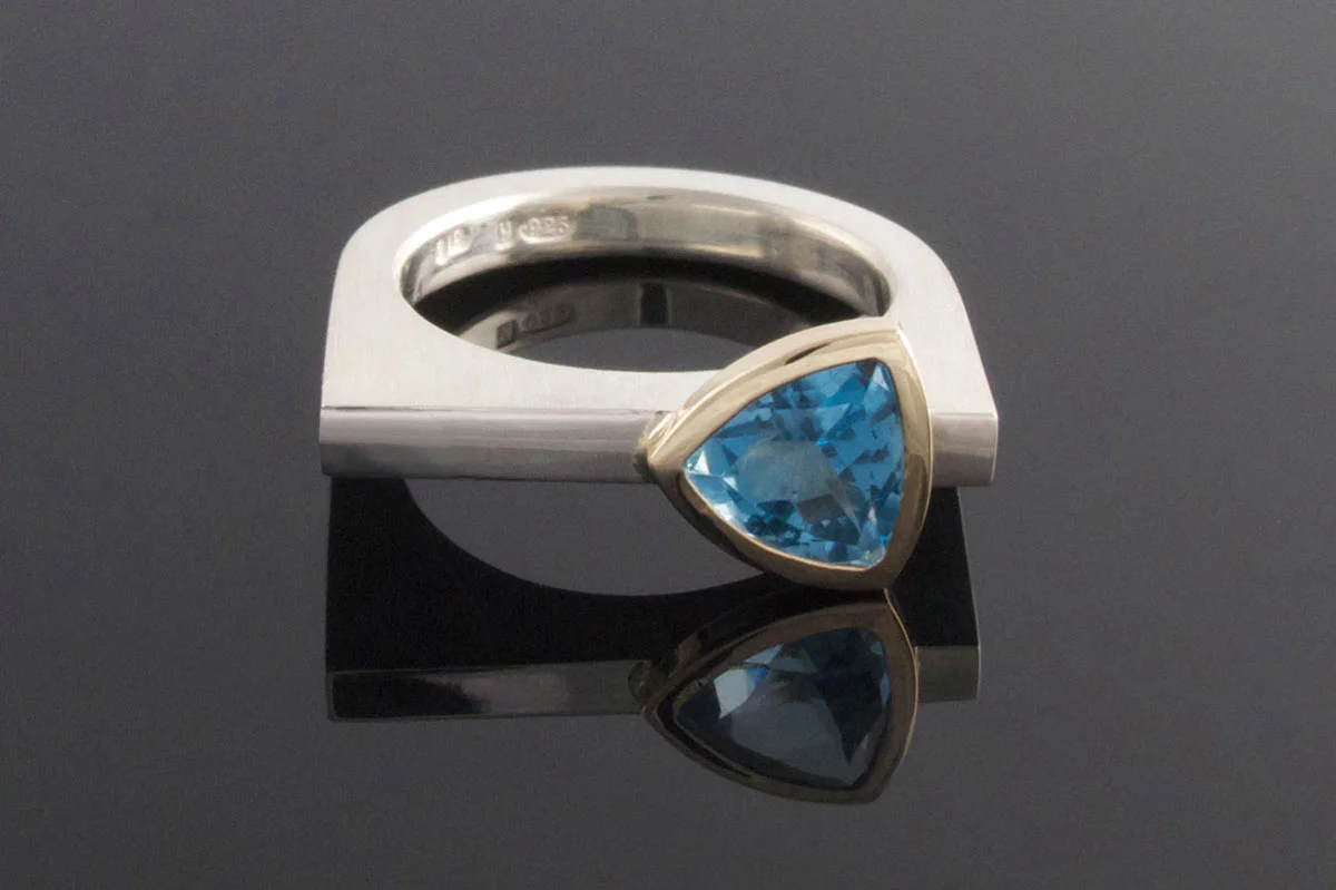 London blue topaz trillion ring