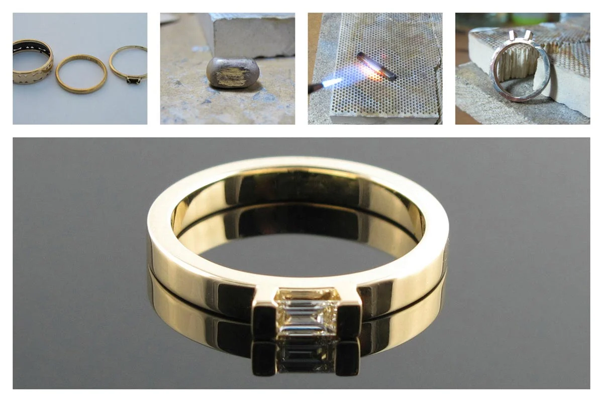 Emerald cut diamond ring remodel