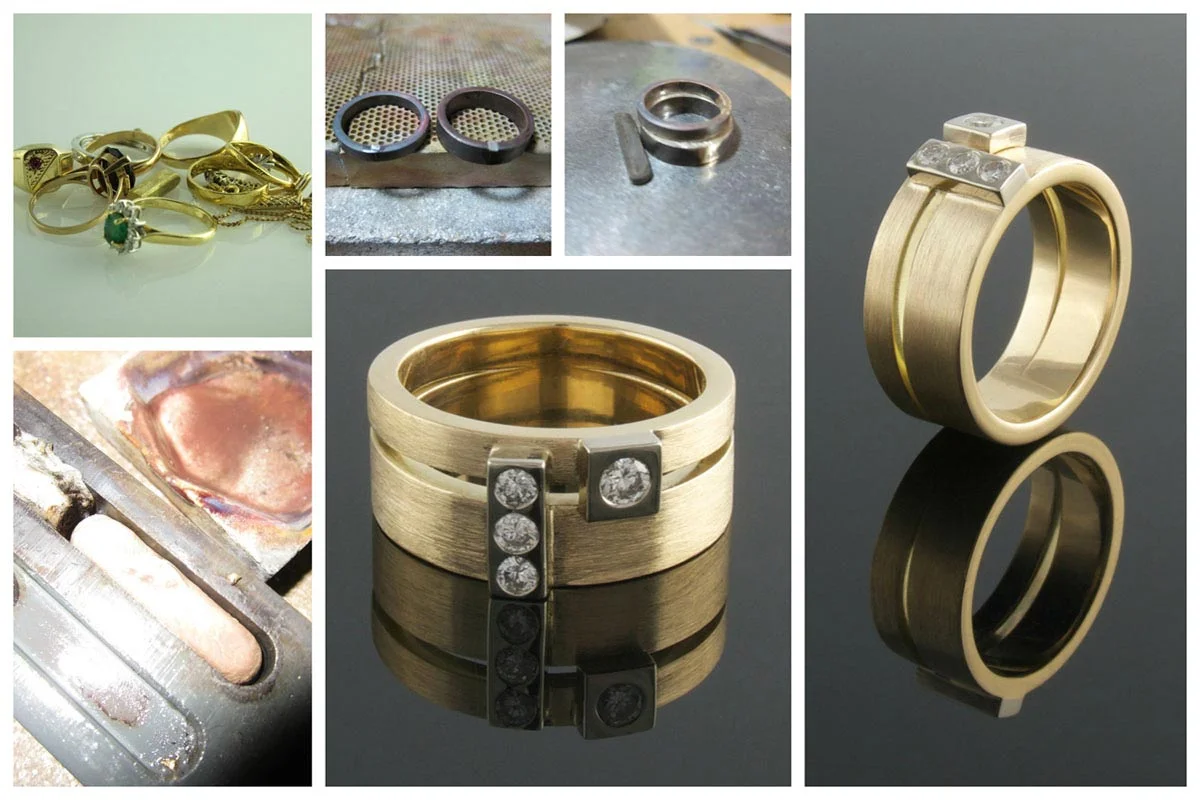 Yellow and white gold diamond ring remodel