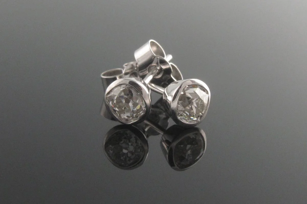 Old-cut diamond stud earrings