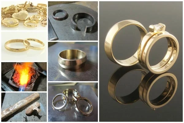 Handmade wedding and engagement rings from recycled metal