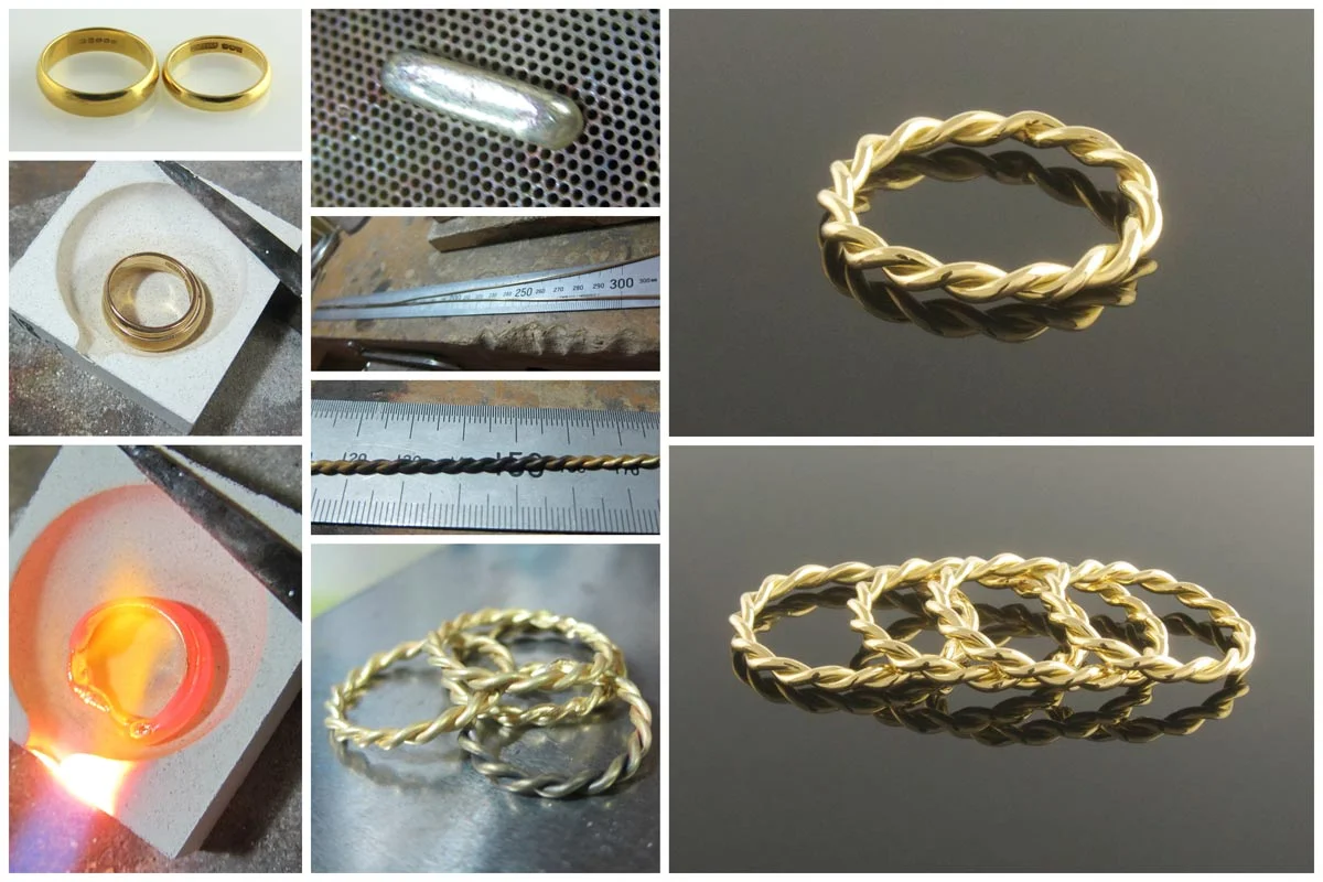 Twisted yellow gold rings