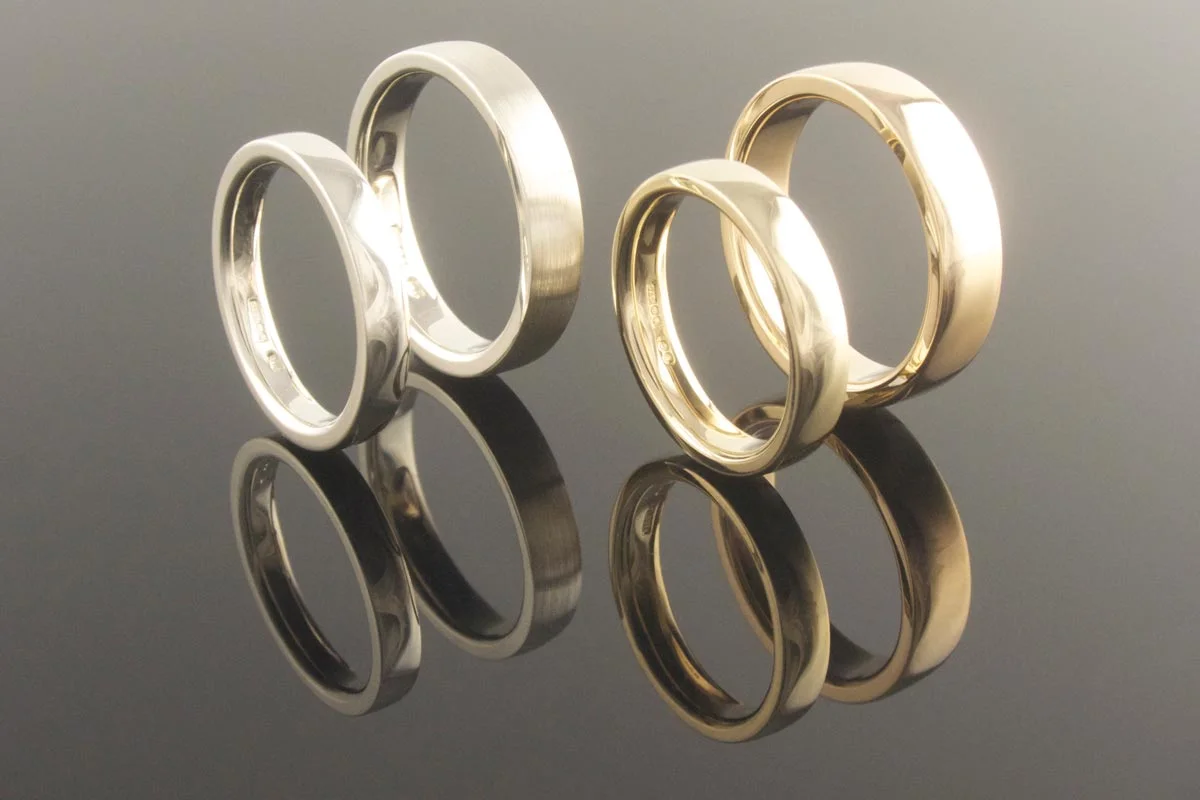 Handmade 9ct yellow and white gold wedding rings