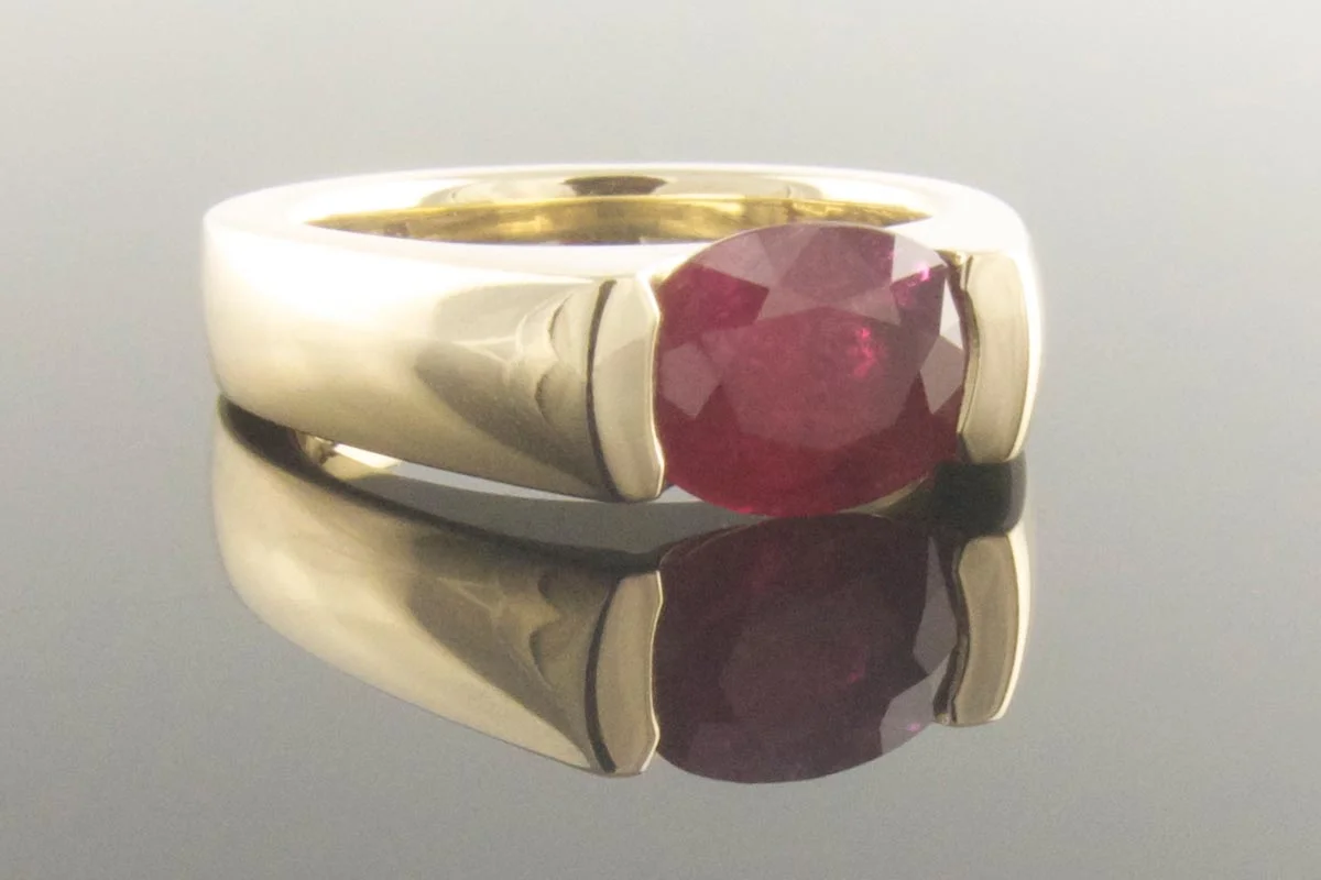 Natual ruby solitaire engagement ring