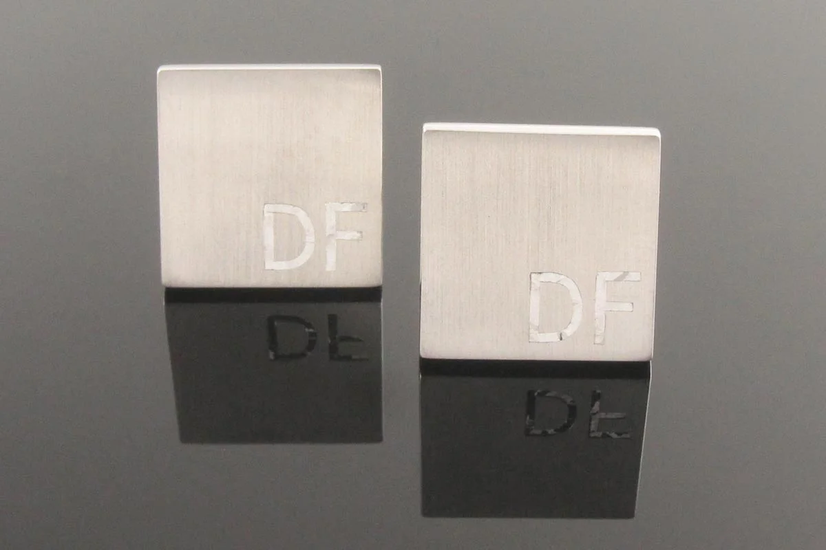 Personalised square silver cufflinks