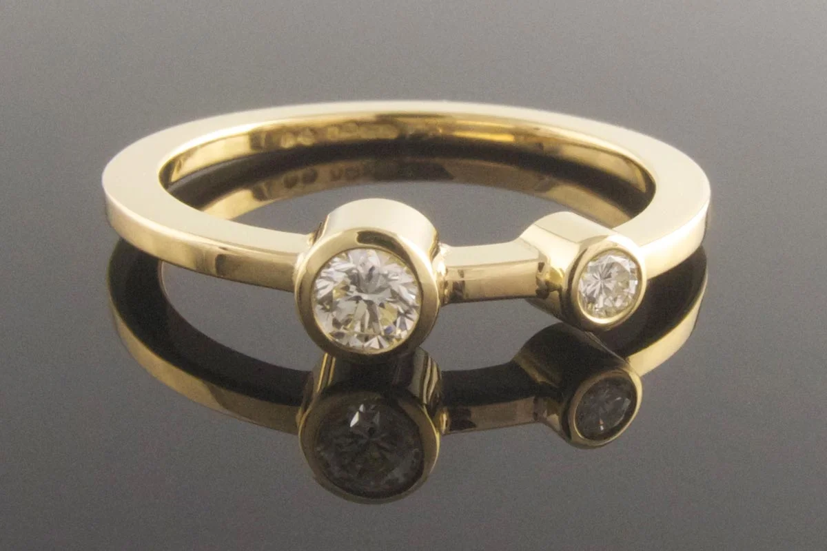 Two stone diamond stacking ring