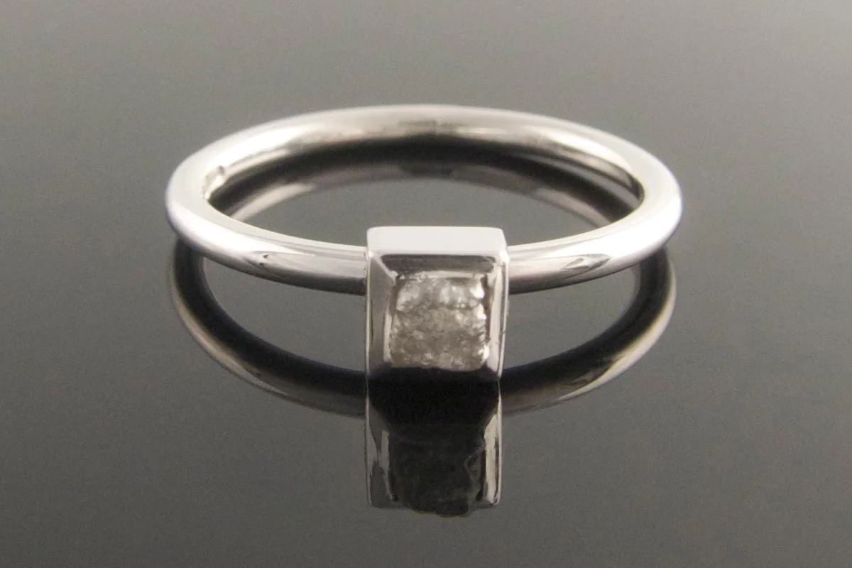 18ct white gold rough diamond solitaire