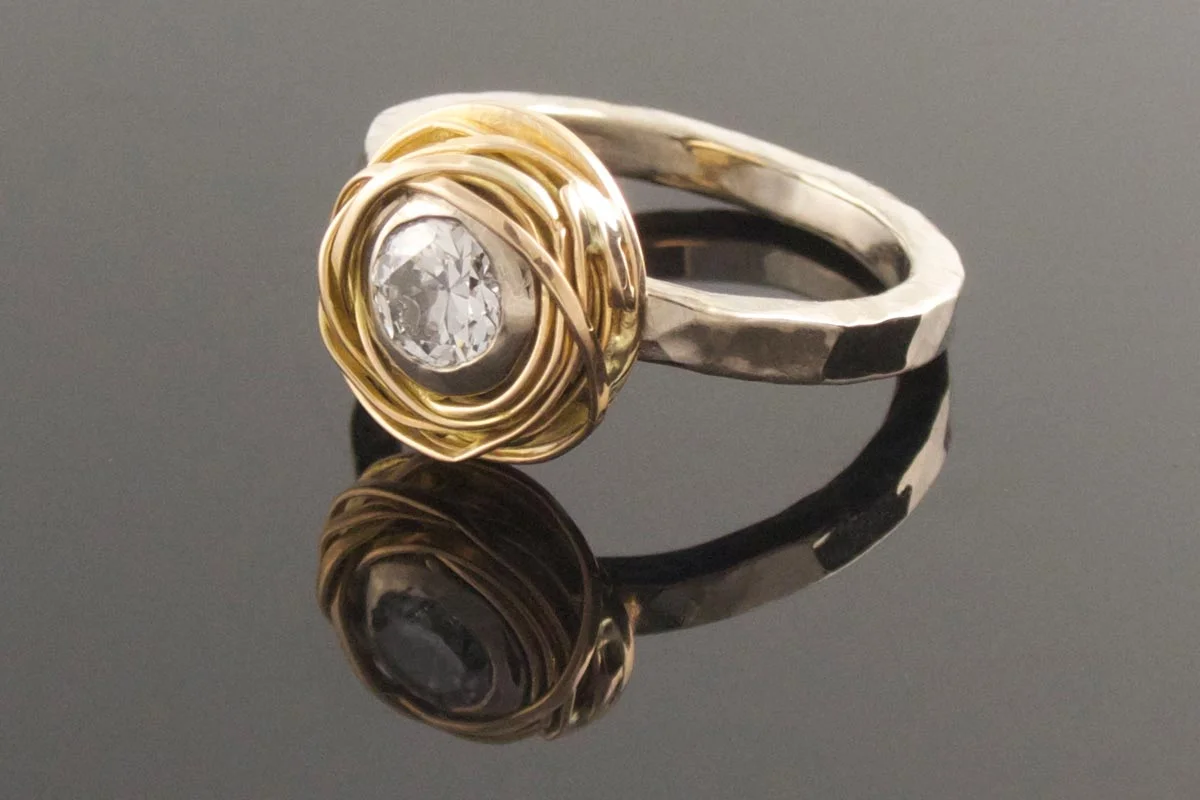 18ct two tone diamond solitaire