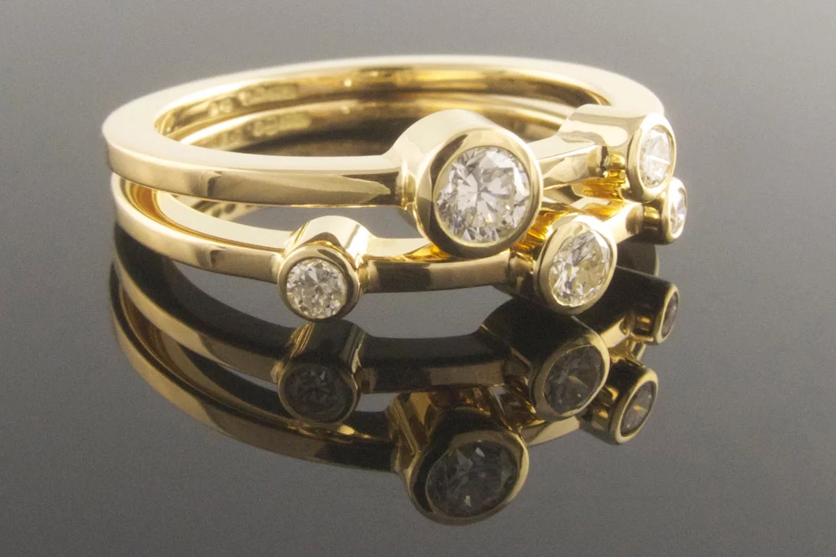 5 stone diamond stacking rings