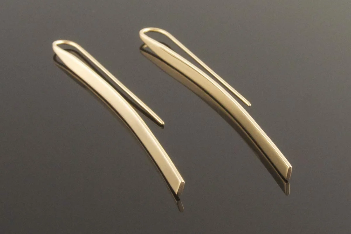Hand forged gold drop earrings