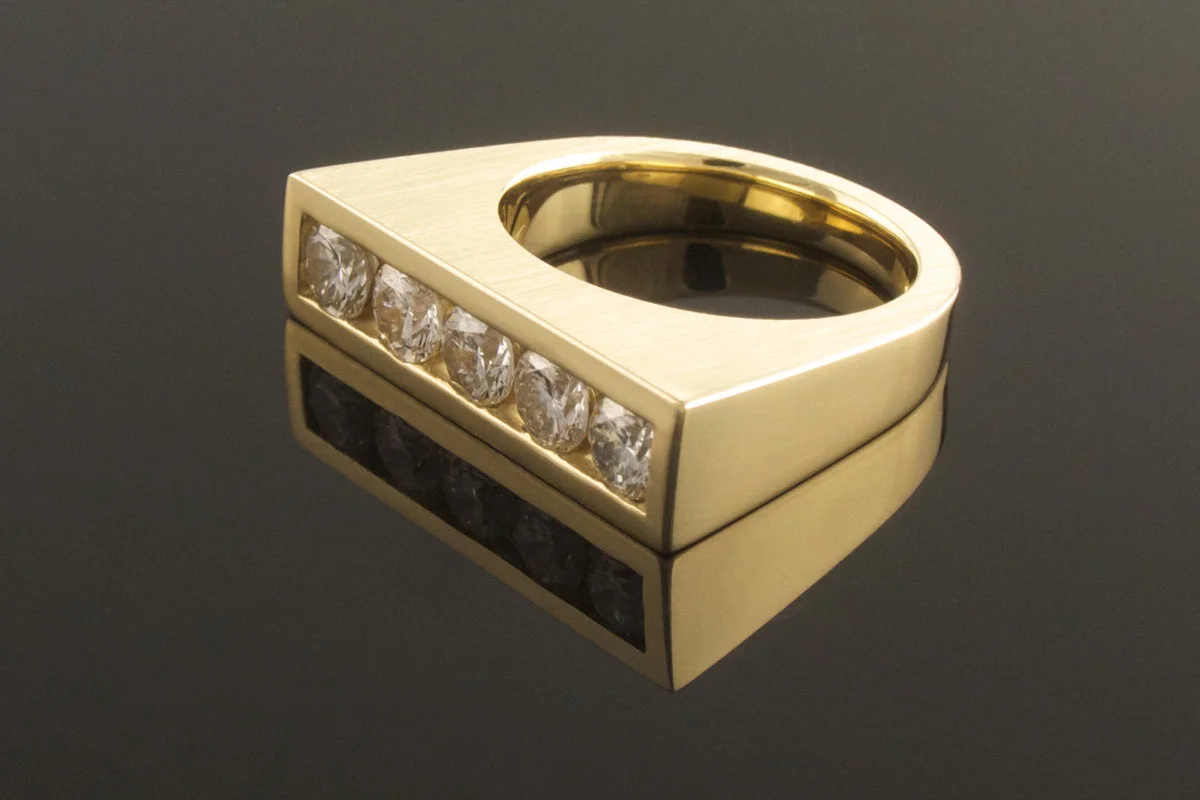 Five stone diamond half eternity ring