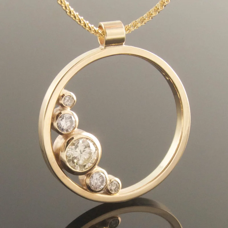 Sapphire and diamond circle pendants