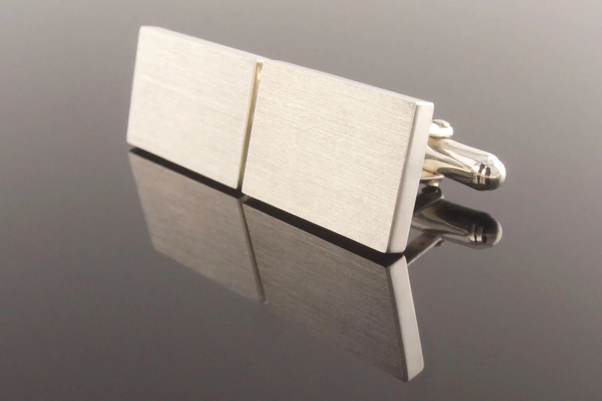 Handmade heavy weight sterling silver cufflinks with a matte finished surface, polished edges and swivel fittings - ideal for engraving or stone setting (Copy)