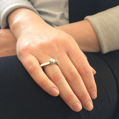 Sterling Silver Scroll Ring set with 6mm Iris Freshwater Pearl