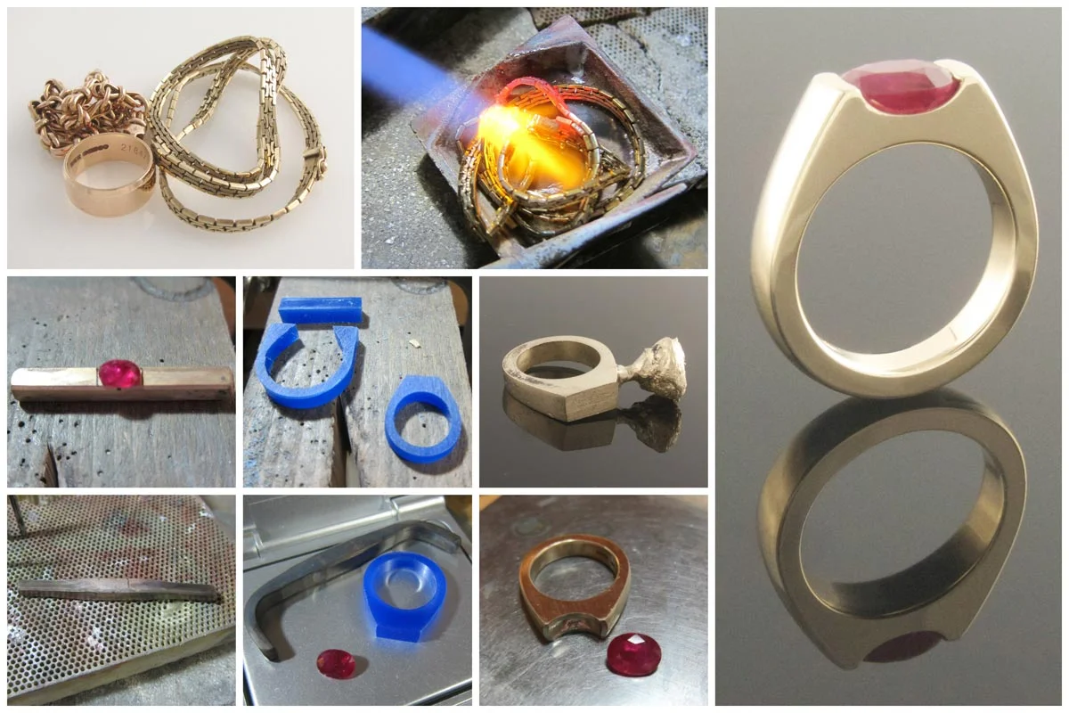 Natural ruby engagement ring from recycled gold