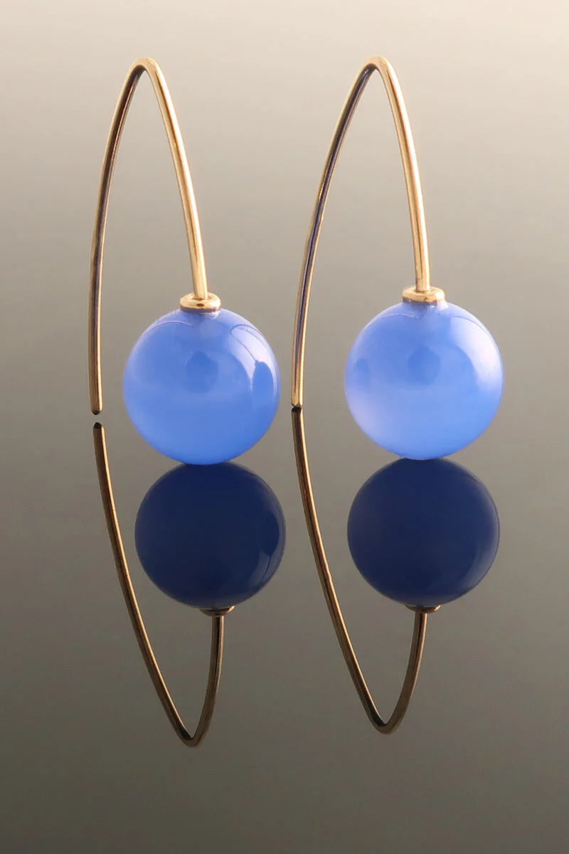 Blue agate arched earrings