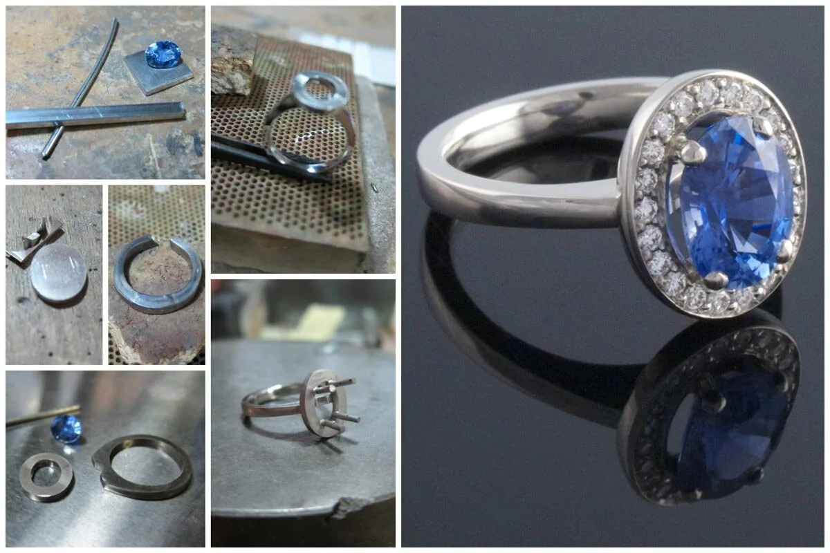 Sapphire cluster engagement ring