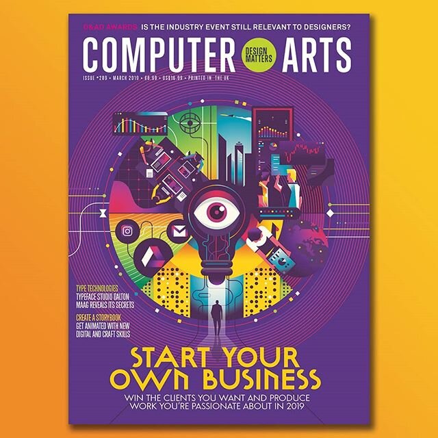 R.I.P. @computerartsmag :-[ . I'm reposting this cover I illustrated for the March 2019 issue of Computer Arts as I have just learned that the current issue will be the last. The magazine was a huge influence on me throughout my career, and I was hon