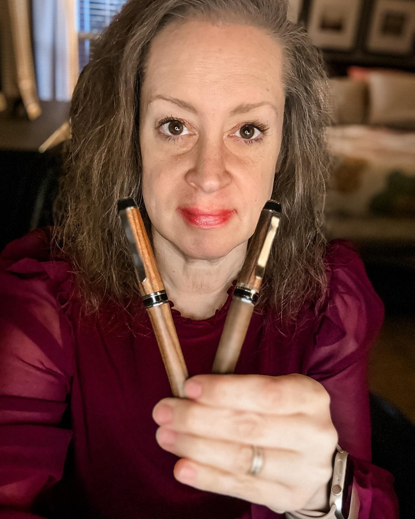 A dear friend made this stunning pen and pencil set for me, hand turned out of Brazilian rosewood! I love them so much. What a perfect gift for a writer! 🥰 #friends #gift #writersofinstagram #writerlife #amwriting