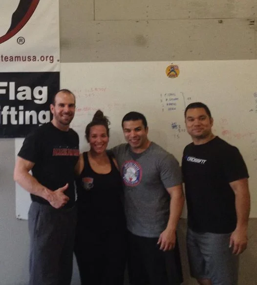 Coach Sheppard with Coach Camargo (far right) and attendees at the USAW certification she assisted him on in 2014