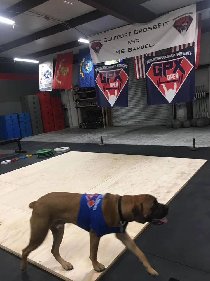 Olympic weightlifting competition platform at the first USAW meet on the Mississippi coast at Gulfport Crossfit