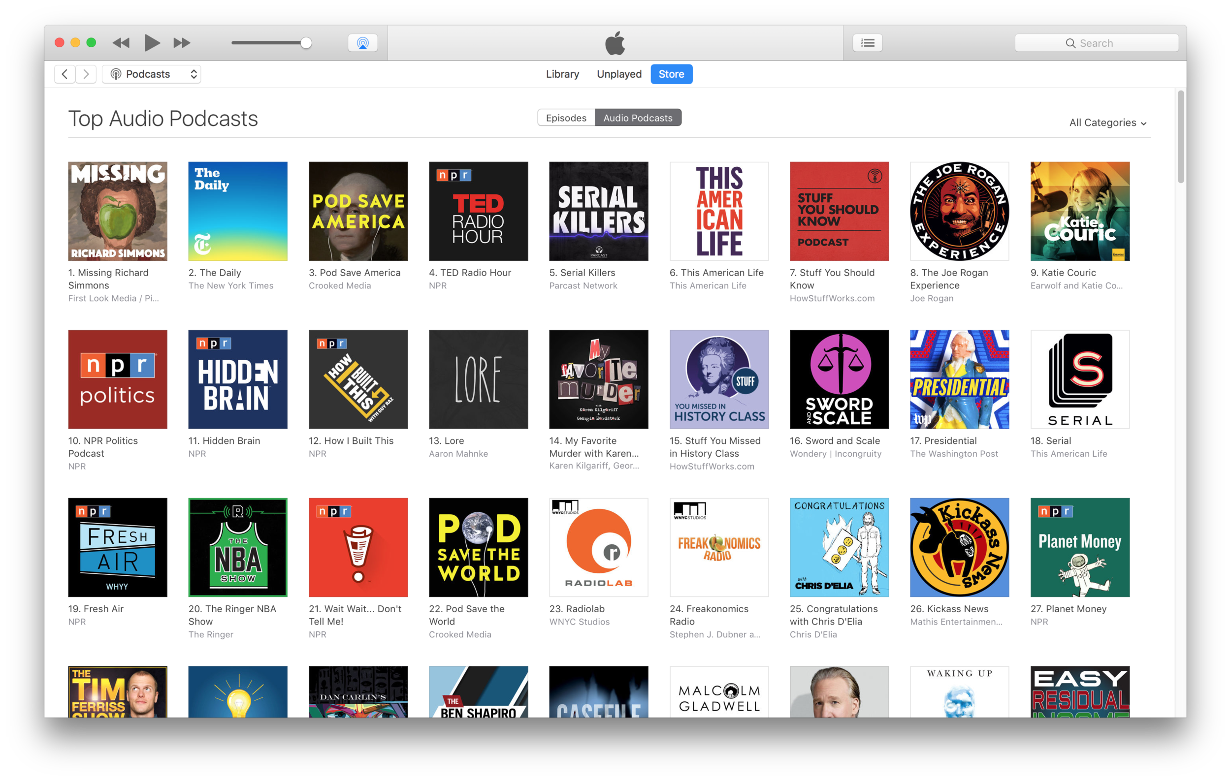 #1 Podcast on iTunes during each week's new release