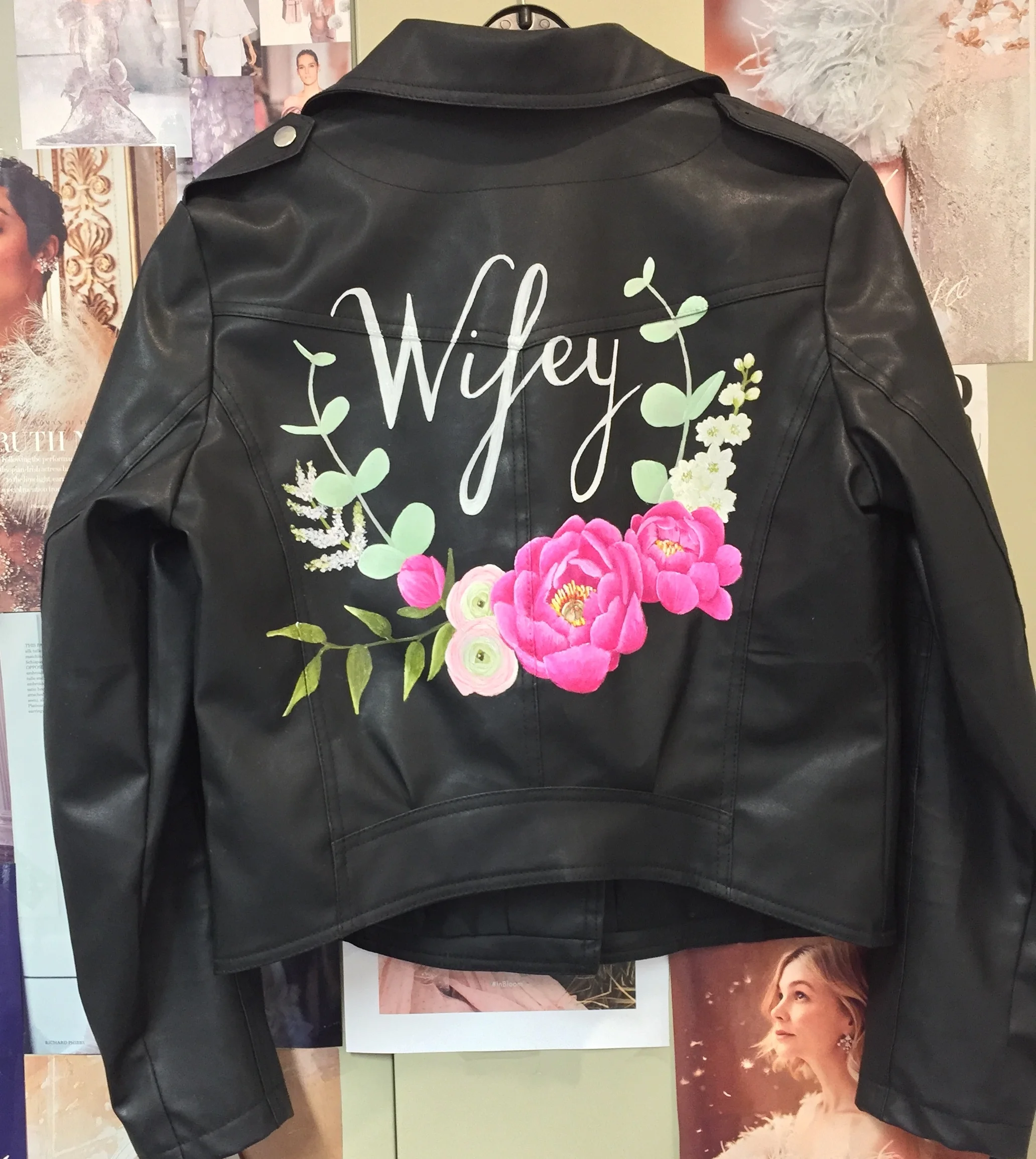 hand painted floral bridal jacket wifey