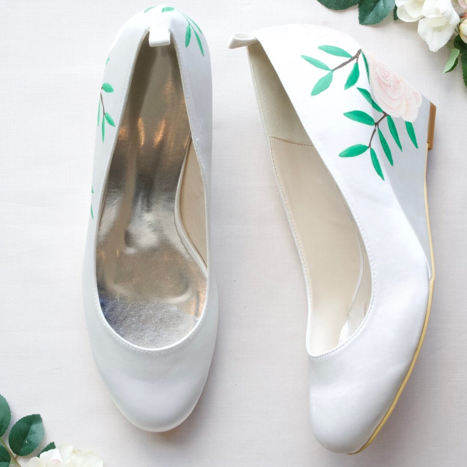 Hand painted high heel wedding shoes —Bespoke Wedding Accessories